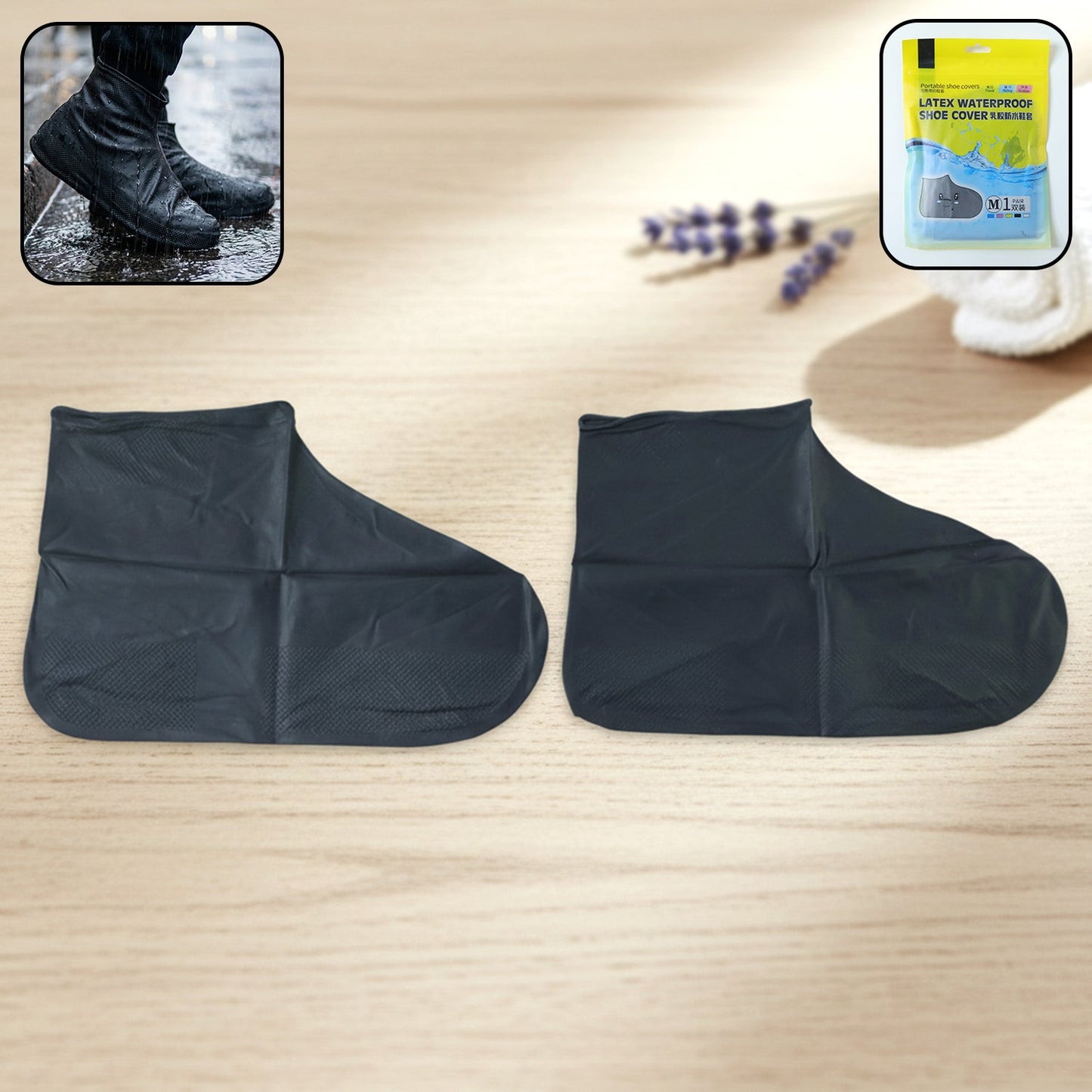 portable waterproof latex silicone shoe cover medium size
