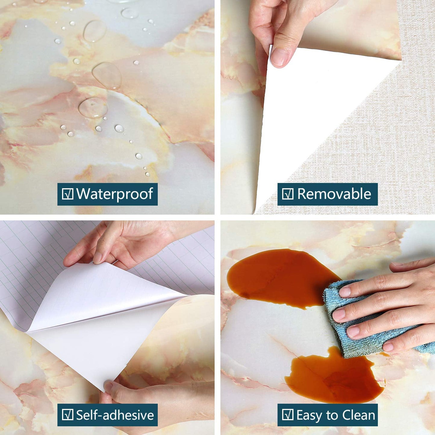 Marble Pattern Wallpaper Roll - 40cm x 1 meter (1 Pc)