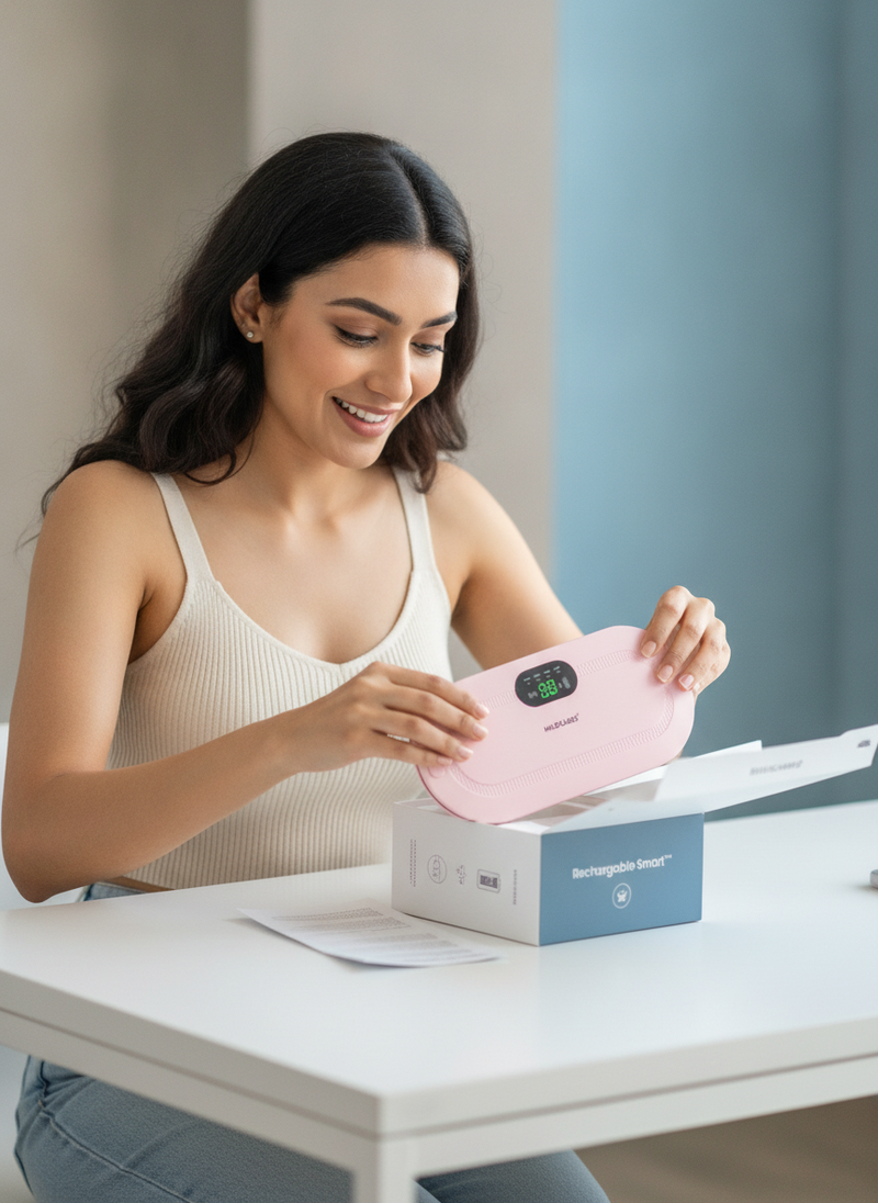 A professional unboxes a sleek, minimalist charging kit on a desk, captured in a candid, natural light portrait.